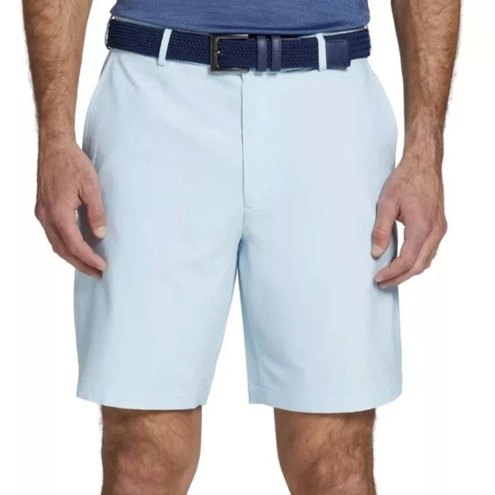 Walter Hagen Men's 42 P11 Micro Lines Soft Blue Golf Shorts 9" Inseam Gripper